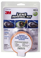 3M - 4 Piece Automotive Headlight Lens Restoration System Kit - Masking Tape, Sanding Discs, Polishing Pad, Compound - Exact Tooling