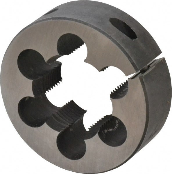 Cle-Line - 1-1/2 - 12 UNF Thread, 3" Outside Diam Carbon Steel Round Die - 1" Thick, Right Hand Thread, Adjustable - Exact Tooling