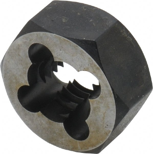 Cle-Line - 7/16-14 UNC Thread, 7/8" Hex, Hex Rethreading Die - Carbon Steel, 7/16" Thick, Series 0650 - Exact Tooling