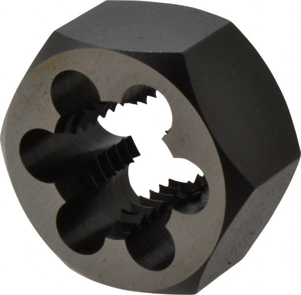 Cle-Line - 7/8-9 UNC Thread, 1-5/8" Hex, Hex Rethreading Die - Carbon Steel, 7/8" Thick, Series 0650 - Exact Tooling