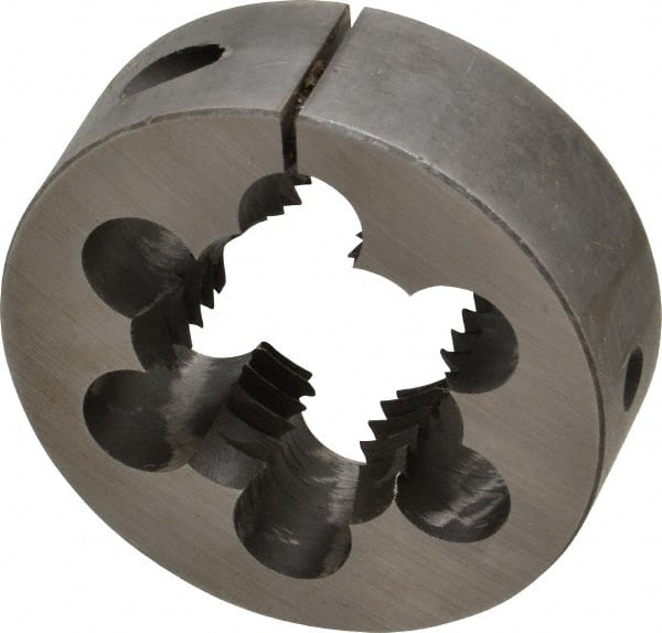 Cle-Line - 1-1/2 - 6 UNC Thread, 3" Outside Diam Carbon Steel Round Die - 1" Thick, Right Hand Thread, Adjustable - Exact Tooling