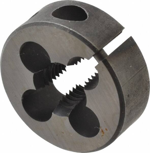 Cle-Line - 3/8-24 UNF Thread, 1" Outside Diam Carbon Steel Round Die - 3/8" Thick, Right Hand Thread, Adjustable - Exact Tooling