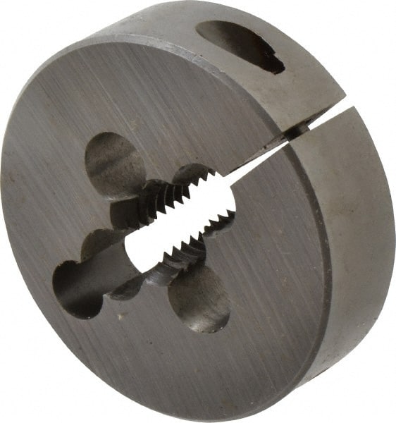 Cle-Line - 5/8-11 UNC Thread, 2-1/2" Outside Diam Carbon Steel Round Die - 3/4" Thick, Right Hand Thread, Adjustable - Exact Tooling