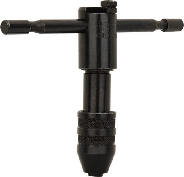 Cle-Line - #0 to 1/4" Tap Capacity, T Handle Tap Wrench - 3-3/4" Overall Length, Ratcheting - Exact Tooling