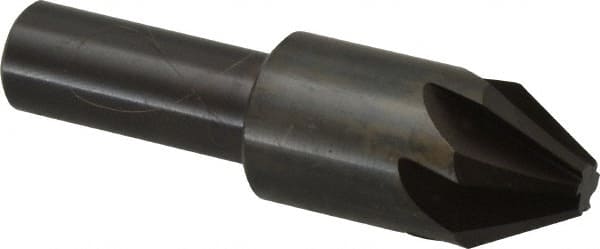 Hertel - 3/4" Head Diam, 1/2" Shank Diam, 6 Flute 60° High Speed Steel Countersink - Exact Tooling