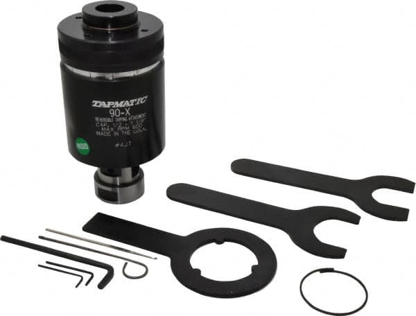 Tapmatic - Model 90X, 1/2 Inch Min Tap Capacity, 1-1/8 Inch Max Mild Steel Tap Capacity, JT4 Mount Tapping Head - 26100 (J461), 26200 (J462) Compatible, Includes Tap Clamping Wrenches, for Manual Machines - Exact Tooling
