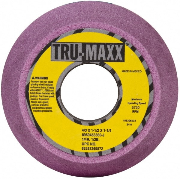 Tru-Maxx - 4" Diam, 1-1/4" Hole Size, 1-3/4" Overall Thickness, 60 Grit, Type 11 Tool & Cutter Grinding Wheel - Medium Grade, Aluminum Oxide, J Hardness, 5,730 RPM - Exact Tooling