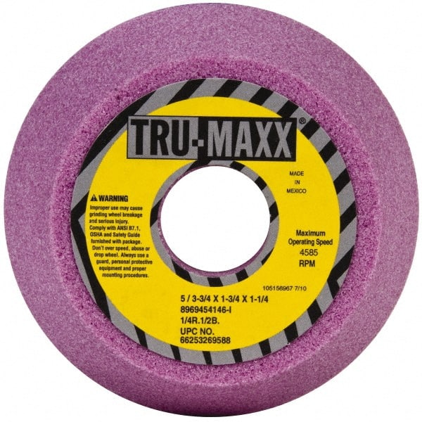 Tru-Maxx - 5" Diam, 1-1/4" Hole Size, 1-3/4" Overall Thickness, 46 Grit, Type 11 Tool & Cutter Grinding Wheel - Coarse Grade, Aluminum Oxide, I Hardness, 4,585 RPM - Exact Tooling