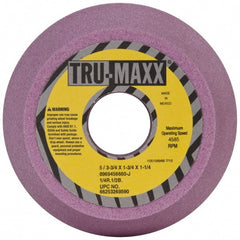 Tru-Maxx - 5" Diam, 1-1/4" Hole Size, 1-3/4" Overall Thickness, 60 Grit, Type 11 Tool & Cutter Grinding Wheel - Medium Grade, Aluminum Oxide, J Hardness, 4,585 RPM - Exact Tooling