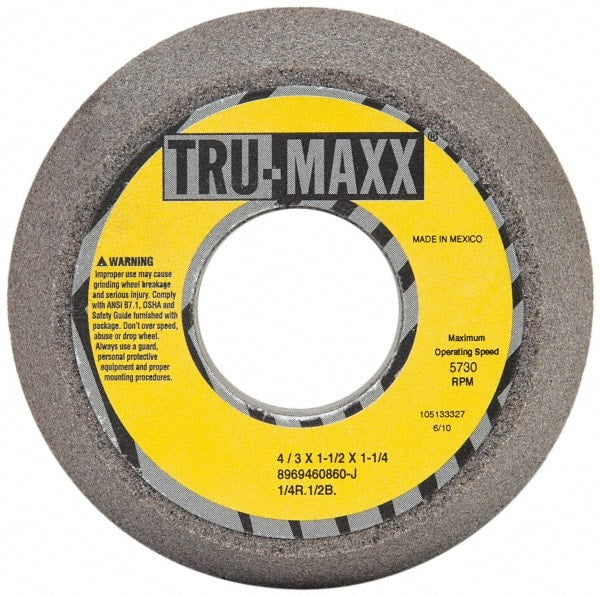 Tru-Maxx - 4" Diam, 1-1/4" Hole Size, 1-1/2" Overall Thickness, 60 Grit, Type 11 Tool & Cutter Grinding Wheel - Medium Grade, Aluminum Oxide, J Hardness, 5,730 RPM - Exact Tooling