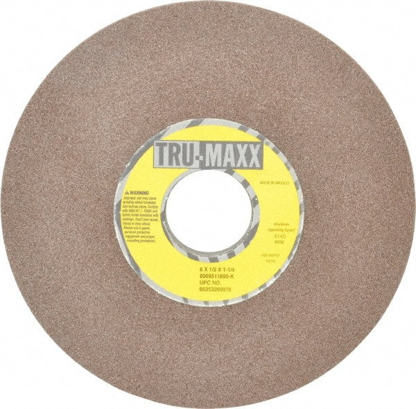 Tru-Maxx - 6" Diam, 1-1/4" Hole Size, 1/2" Overall Thickness, 80 Grit, Type 12 Tool & Cutter Grinding Wheel - Medium Grade, Aluminum Oxide, K Hardness, 4,140 RPM - Exact Tooling