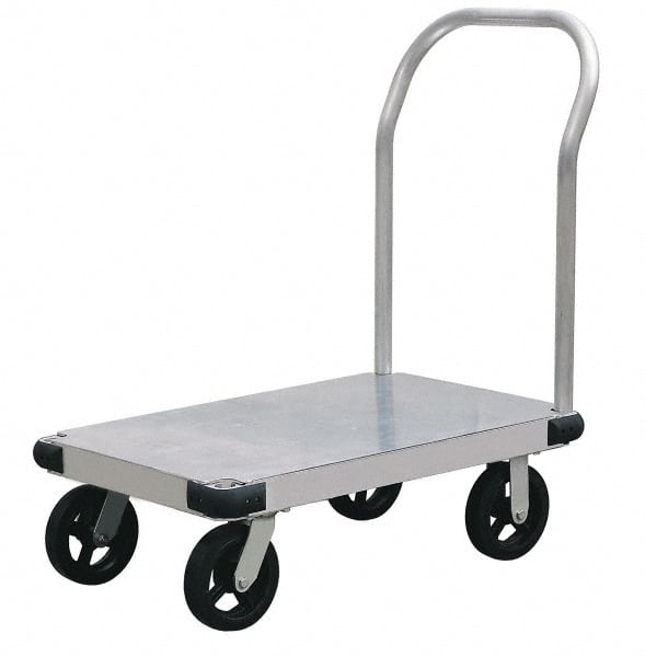 Value Collection - 2,000 Lb Capacity Aluminum Platform Truck - Aluminum Deck, 24" OAW - Exact Tooling