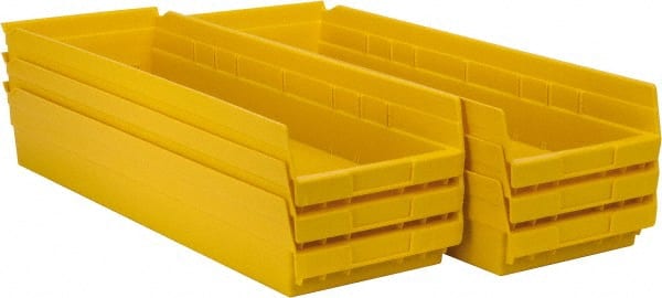 Akro-Mils - 23-5/8" Deep, Yellow Hopper Shelf Bin - 4" High x 8-3/8" Wide x 23-5/8" Long - Exact Tooling