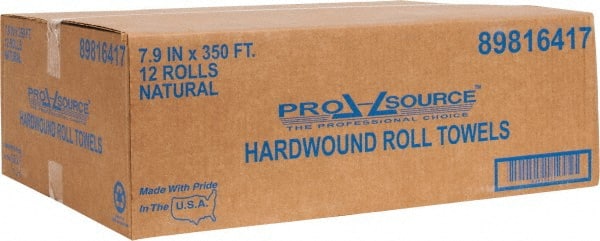 PRO-SOURCE - Hard Roll of 1 Ply Natural Paper Towels - 8" Wide, 350' Roll Length, Fits Dispenser Pro-Source: 56590672, 56590698, 56590706,56590714, 56590565, 5659057, Kimberly Clark: 09767, 09990, 09746, 09996 GP: 54338, 56201 - Exact Tooling