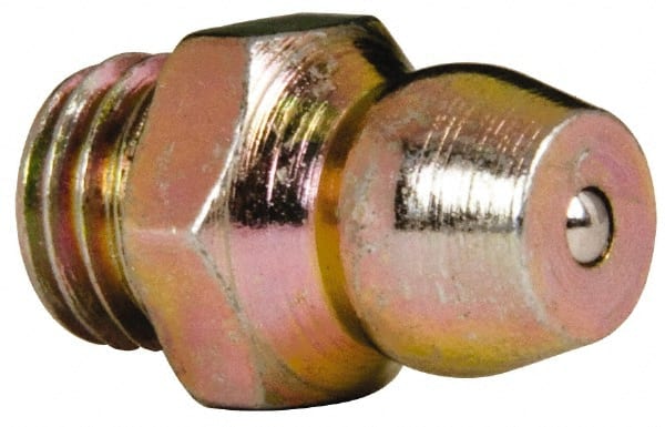 Value Collection - Straight Head Angle, 1/4-28 Steel Standard Grease Fitting - 7.94mm Hex - Exact Tooling