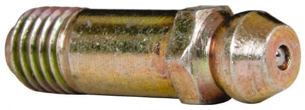 Value Collection - Straight Head Angle, 1/4-28 Steel Standard Grease Fitting - 7.94mm Hex - Exact Tooling
