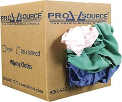PRO-SOURCE - Reclaimed Poly/Cotton T-Shirt Rags - Assorted Colors, Poly/Cotton, Low Lint, 5 Lbs. at 4 to 6 per Pound, Box - Exact Tooling