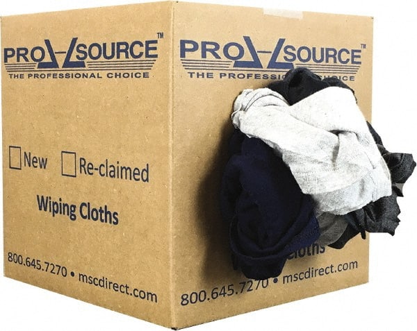 PRO-SOURCE - Reclaimed Poly/Cotton T-Shirt Rags - Assorted Colors, Polo, Low Lint, 5 Lbs. at 3 to 4 per Pound, Box - Exact Tooling