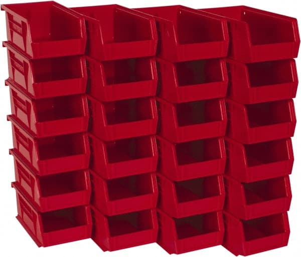 Akro-Mils - 10 Lb. Load Capacity, 7-3/8" Deep, Red Polymer Hopper Stacking Bin - 3" High x 4-1/8" Wide x 7-3/8" Long - Exact Tooling