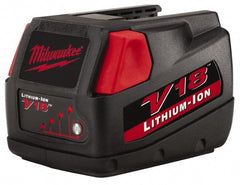 Milwaukee Tool - 18 Volt Lithium-Ion Power Tool Battery - 3 Ahr Capacity, 1 hr Charge Time, Series V18 - Exact Tooling