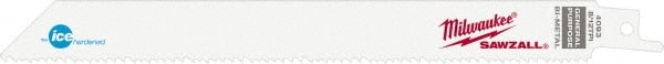 Milwaukee Tool - 8" Long x 3/4" Thick, Bi-Metal Reciprocating Saw Blade - Straight Profile, 8 to 12 TPI, Toothed Edge, Universal Shank - Exact Tooling
