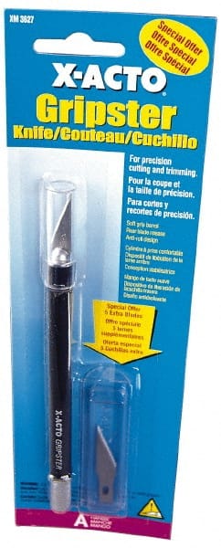 X-ACTO - 5-3/4" OAL Carbon Steel Hobby Knife - #11 Classic Fine Point Blade, Nonslip Rubber Handle - Exact Tooling