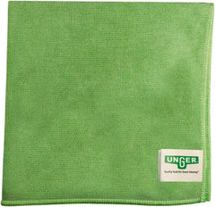 Unger - Flat Fold Microfiber Wipes - 16" x 15" Sheet Size, Green - Exact Tooling