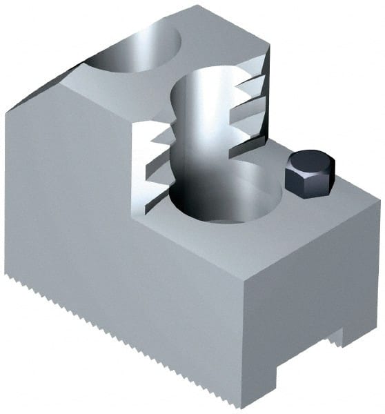 Schunk - 8" Max Chuck Diam Compatibility, Steel 1.5mm x 60° Serrated Hard Lathe Top Jaws - 14mm Groove Width, 40mm Wide x 2-5/64" High - Exact Tooling