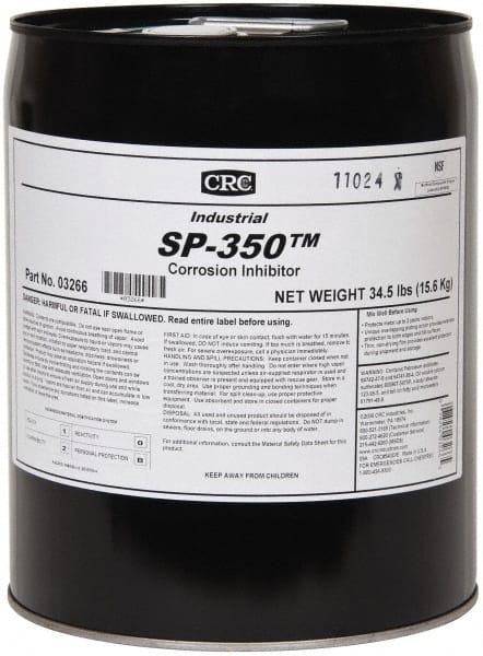 CRC - 5 Gal Rust/Corrosion Inhibitor - Comes in Pail, Food Grade - Exact Tooling