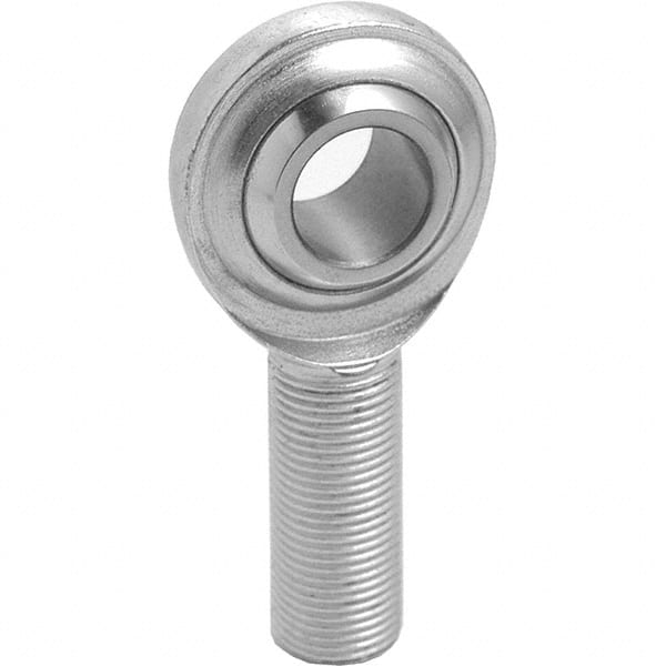Tritan - 7/16" ID, 6,402 Lb Max Static Cap, Male Spherical Rod End - 7/16-20 LH, 9/16" Shank Diam, 1-3/8" Shank Length, Zinc Plated Carbon Steel with PTFE Lined Chrome Steel Raceway - Exact Tooling