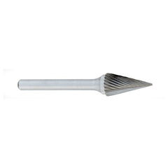 SM-3 -1/4 × 1 LOC × 1/4 Shank × 2 OAL Pointed Tree Carbide Medium Right Hand Spiral Burr - Exact Tooling
