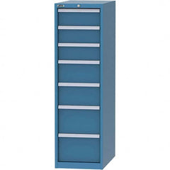 LISTA - 7 Drawer, 45 Compartment Bright Blue Steel Modular Storage Cabinet - Exact Tooling