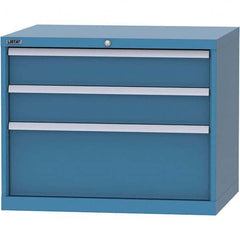 LISTA - 3 Drawer, 84 Compartment Bright Blue Steel Modular Storage Cabinet - Exact Tooling
