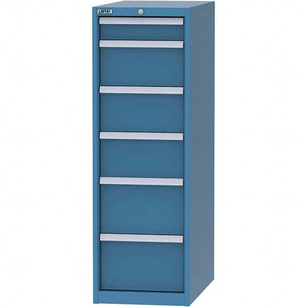 LISTA - 6 Drawer, 45 Compartment Bright Blue Steel Modular Storage Cabinet - Exact Tooling