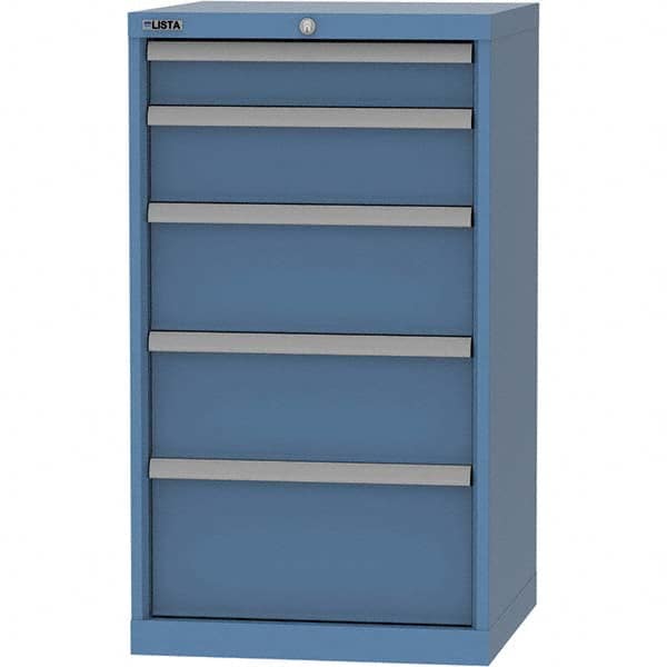 LISTA - 5 Drawer, 84 Compartment Bright Blue Steel Modular Storage Cabinet - Exact Tooling