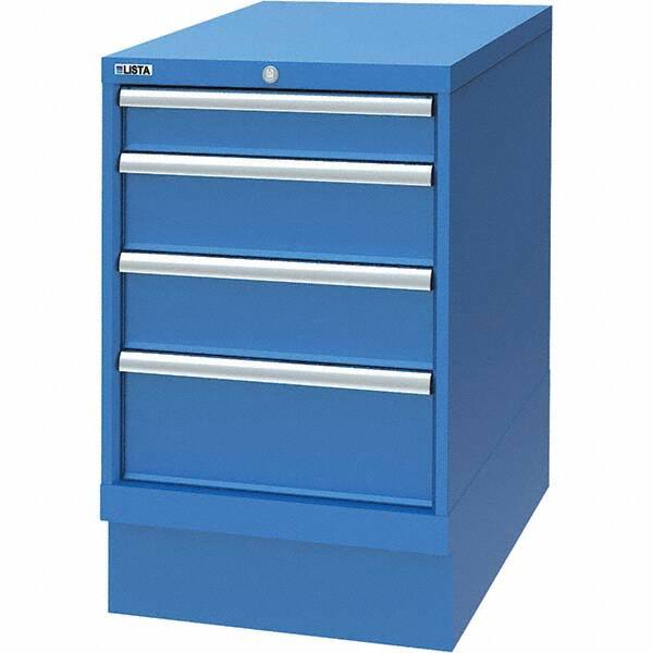 LISTA - 4 Drawer, 29 Compartment Bright Blue Steel Modular Storage Cabinet - Exact Tooling