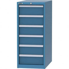LISTA - 6 Drawer, 45 Compartment Bright Blue Steel Modular Storage Cabinet - Exact Tooling