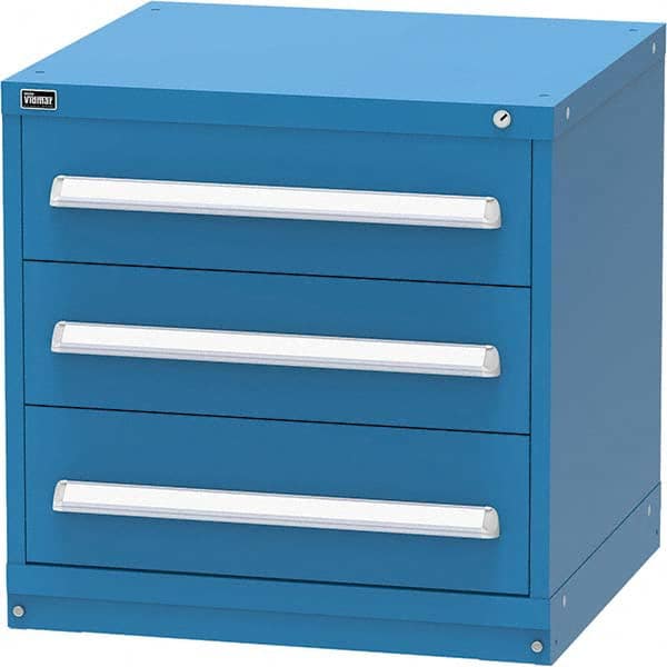 Vidmar - 3 Drawer Bright Blue Steel Modular Storage Cabinet - Exact Tooling