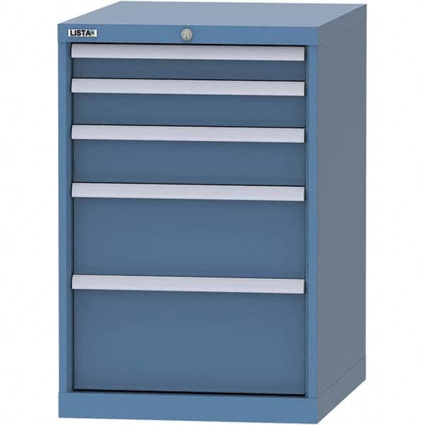 LISTA - 5 Drawer, 99 Compartment Bright Blue Steel Modular Storage Cabinet - Exact Tooling