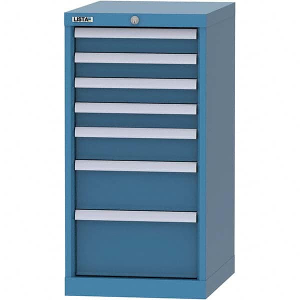 LISTA - 7 Drawer, 216 Compartment Bright Blue Steel Modular Storage Cabinet - Exact Tooling