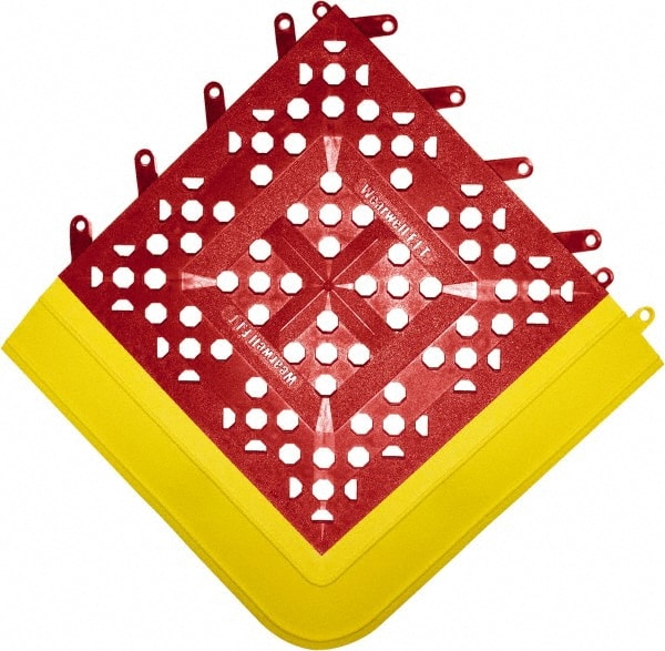 Wearwell - 27" Long x 30" Wide x 27" High x 5/8" Thick, PVC Plumbed Wash Station Emergency Eyewash/Drench Shower Mat - Red Matting, Includes 3" Wide Ramps - Exact Tooling