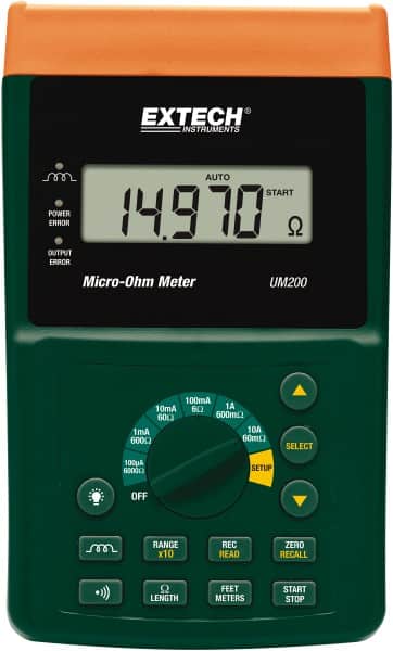 Extech - Digital LCD Display, 600 Megohm Electrical Insulation Resistance Tester & Megohmmeter - Powered by 11.1V Battery & Rechargeable Li-Polymer Battery - Exact Tooling