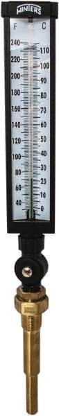 Winters - 30 to 240°F, Industrial Thermometer with Standard Thermowell - 5 Inch Immersion Length, 6 Inch Stem Length, 20 Inch Long, 3/4 Inch Thread - Exact Tooling