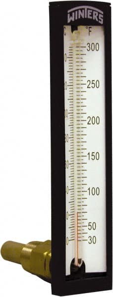 Winters - 30 to 300°F, Industrial Thermometer with Standard Thermowell - 2 Inch Immersion Length, 1-7/8 Inch Stem Length, 6 Inch Long, 1/2 Inch Thread - Exact Tooling