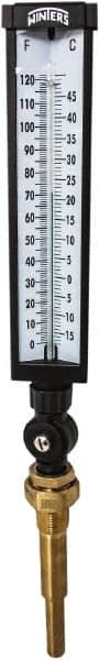 Winters - -15 to 120°F, Industrial Thermometer with Standard Thermowell - 5 Inch Immersion Length, 6 Inch Stem Length, 20 Inch Long, 3/4 Inch Thread - Exact Tooling