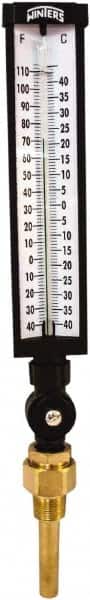 Winters - -40 to 110°F, Industrial Thermometer with Standard Thermowell - 3 Inch Immersion Length, 3-1/2 Inch Stem Length, 17 Inch Long, 3/4 Inch Thread - Exact Tooling