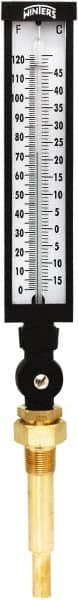 Winters - -15 to 120°F, Industrial Thermometer with Standard Thermowell - 5 Inch Immersion Length, 6 Inch Stem Length, 20 Inch Long, 3/4 Inch Thread - Exact Tooling