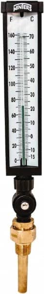 Winters - -15 to 160°F, Industrial Thermometer with Standard Thermowell - 3 Inch Immersion Length, 3-1/2 Inch Stem Length, 17 Inch Long, 3/4 Inch Thread - Exact Tooling