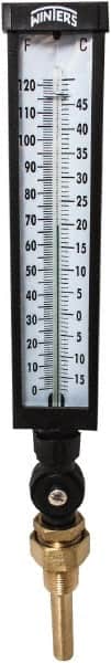 Winters - -15 to 120°F, Industrial Thermometer with Standard Thermowell - 3 Inch Immersion Length, 3-1/2 Inch Stem Length, 17 Inch Long, 3/4 Inch Thread - Exact Tooling