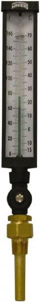 Winters - -15 to 160°F, Industrial Thermometer with Standard Thermowell - 3 Inch Immersion Length, 3-1/2 Inch Stem Length, 17 Inch Long, 3/4 Inch Thread - Exact Tooling